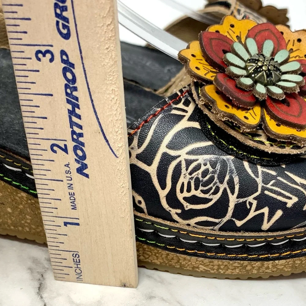 L'Artiste By Spring Step Cuteness Rosette Leather Wedge Comfort Sandals 40/9 - Picture 12 of 16